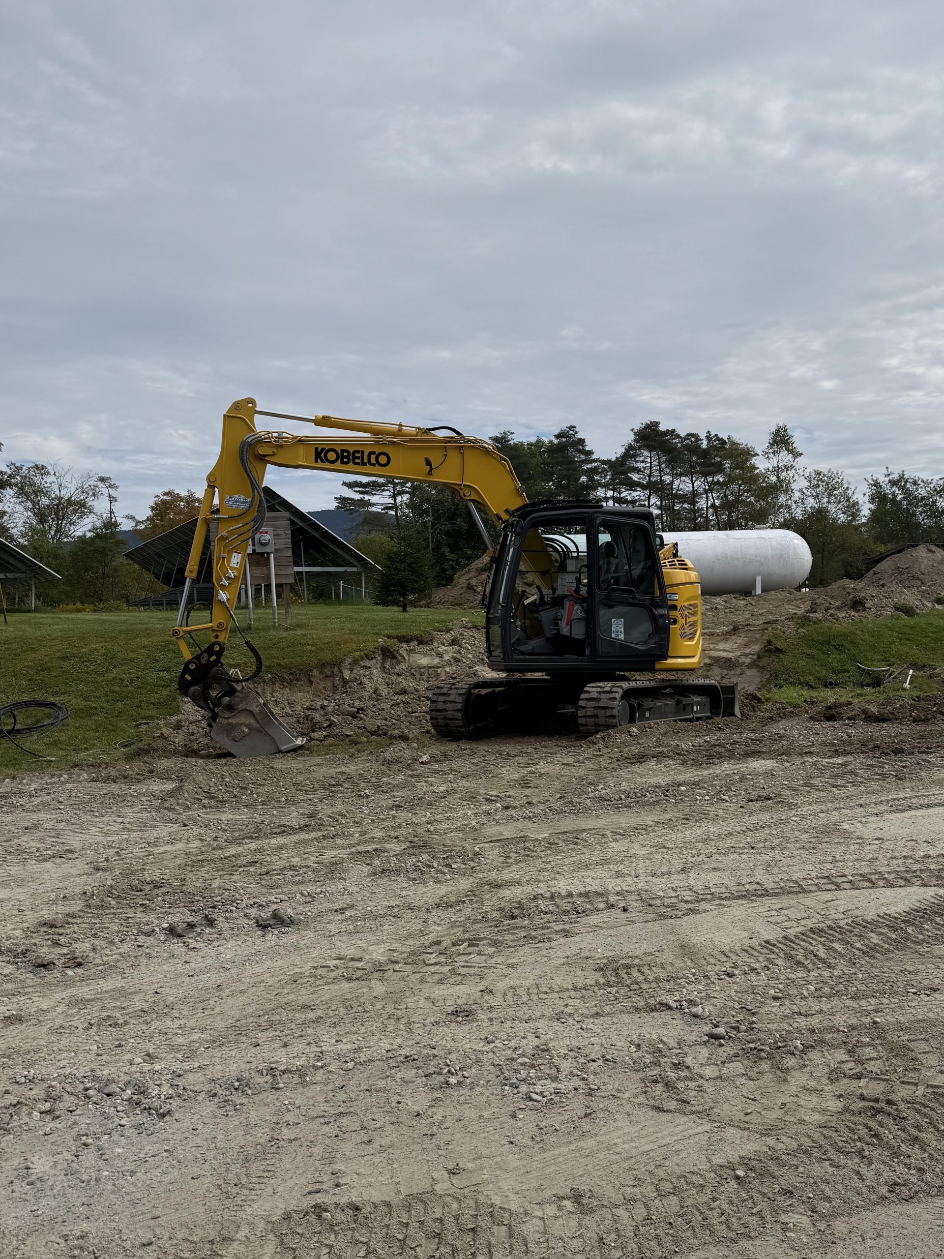 ground being graded by a kovelco excavator